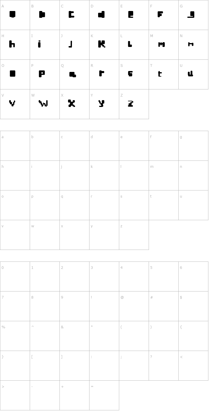 Character Map Sneflabb Normal Font