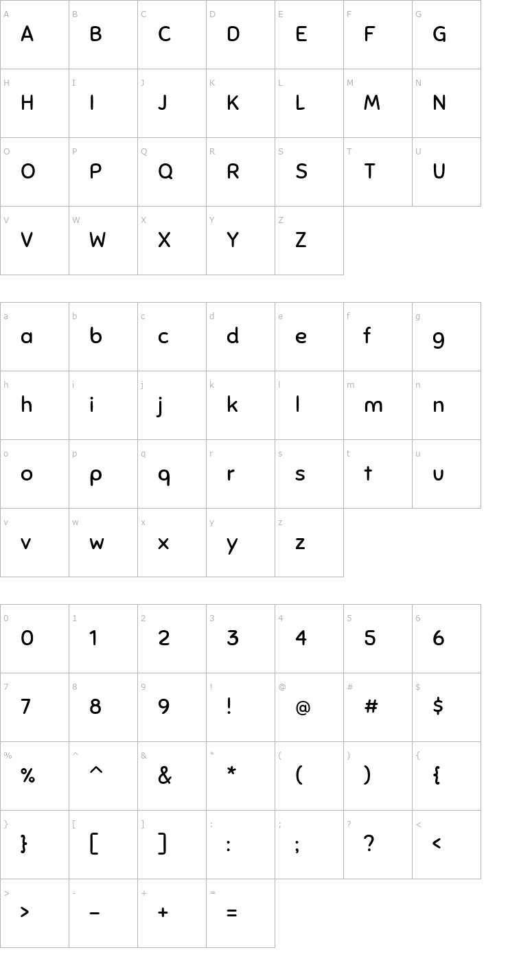 Character Map Sniglet Font