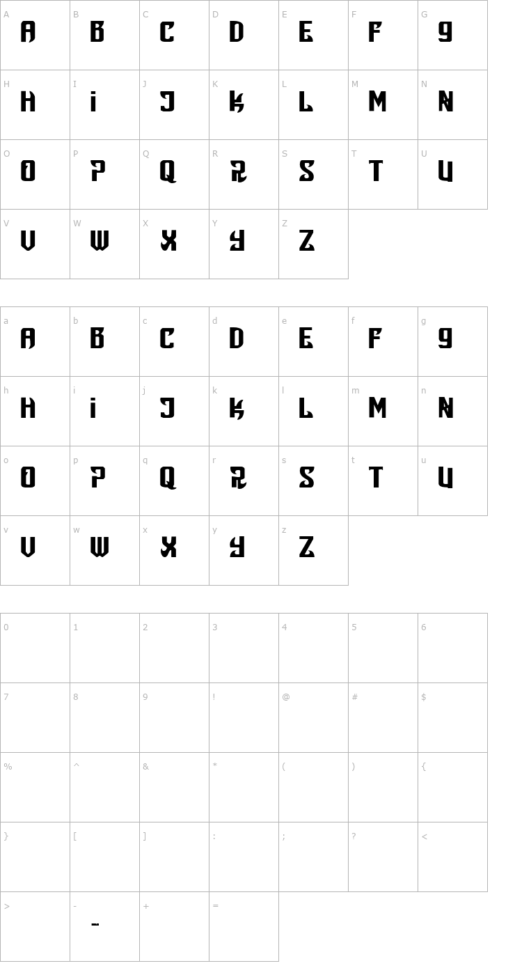 Character Map Snobjury Font