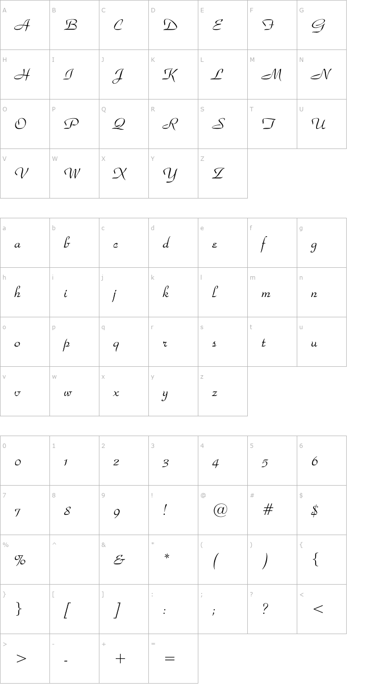Character Map Snooty Font