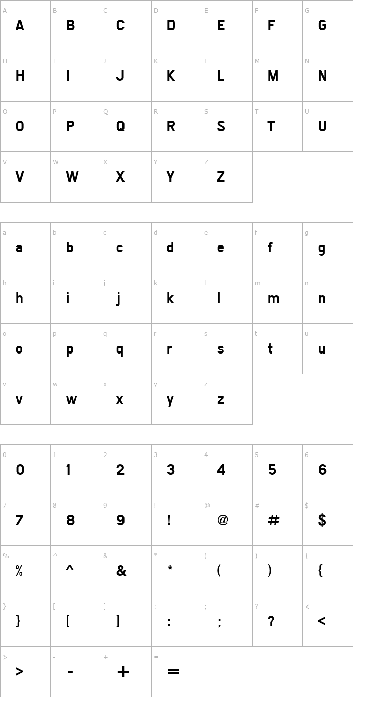 Character Map SnvDReg Font