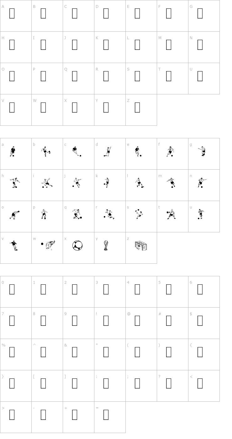 Character Map Soccer Dance Font