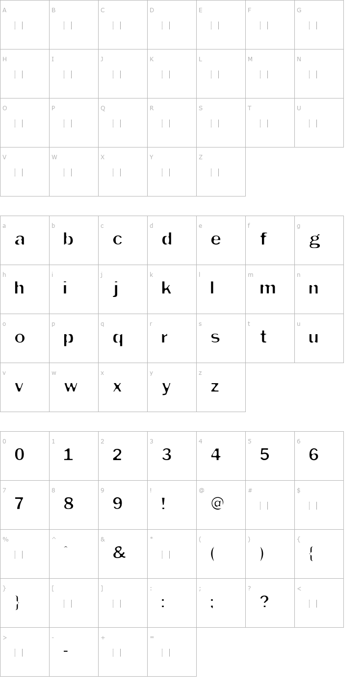 Character Map Sofa-AB Font