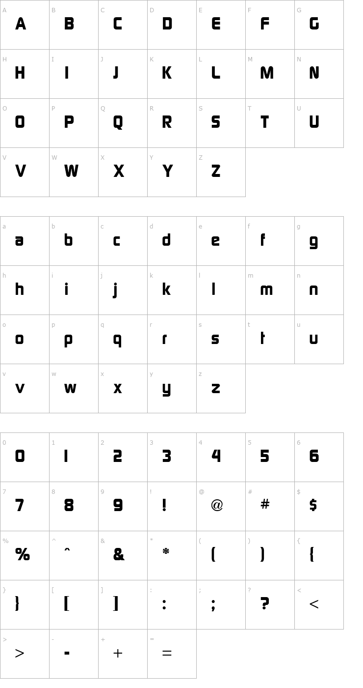 Character Map Sol Heavy Regular Font