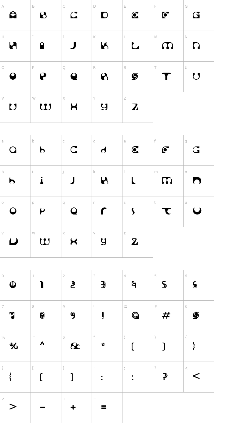 Character Map Solange Font