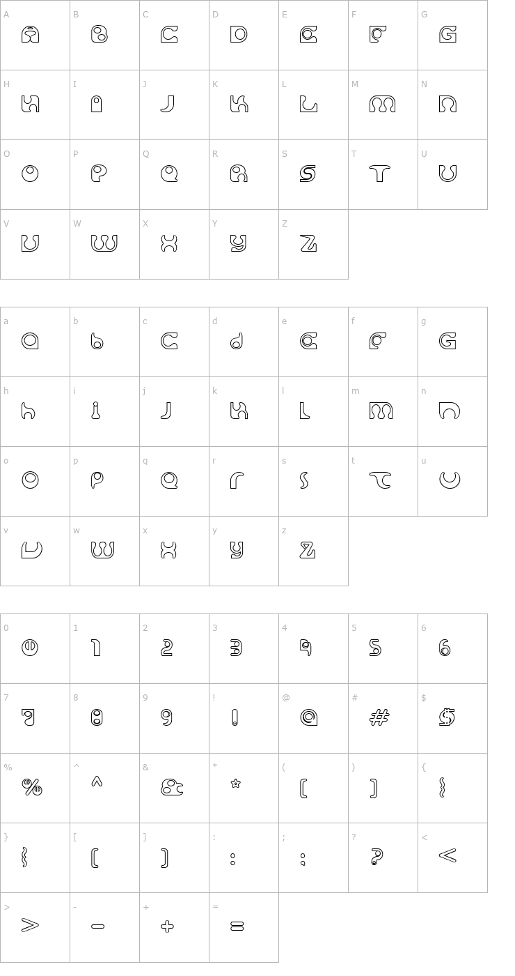 Character Map Solange seethrough Font