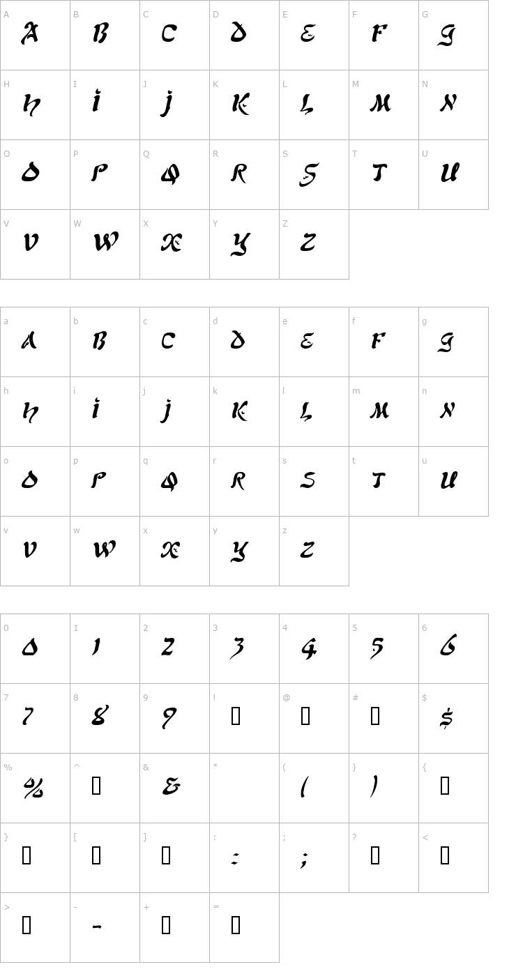 Character Map Solomon Italic Font