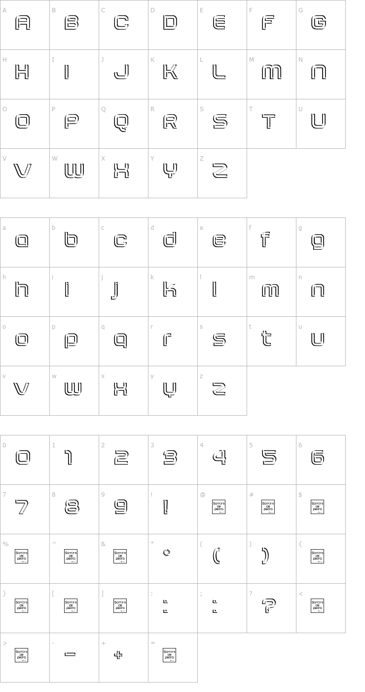 Character Map Sombras Font