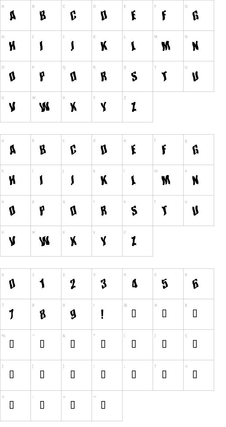 Character Map Somewhere In Space Font