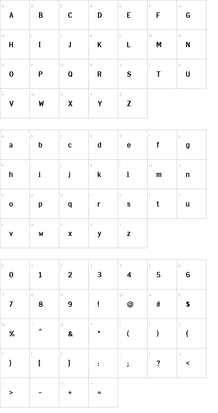 Character Map SonGothic-Bold Font