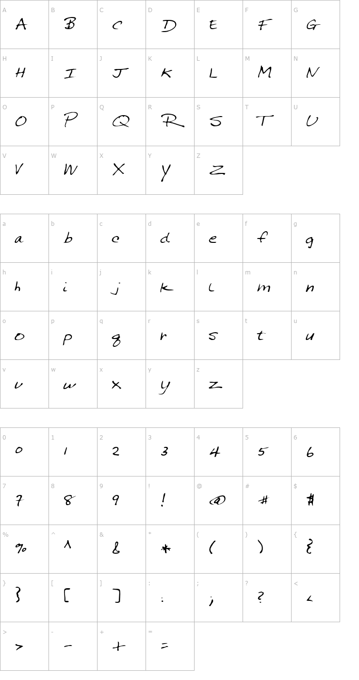 Character Map Sonni Regular Font