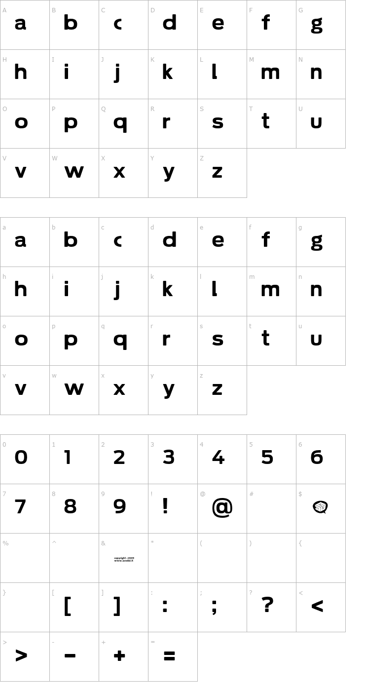Character Map Soolidium Font