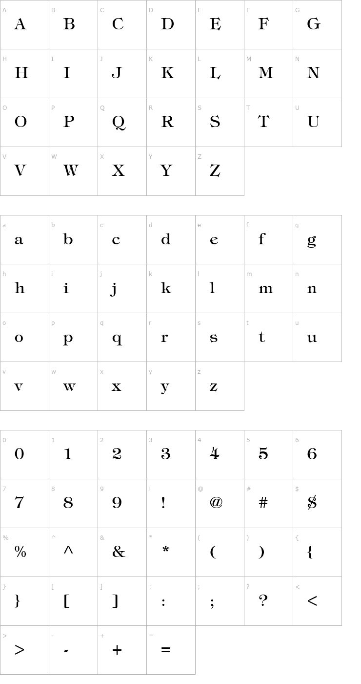 Character Map Sophisticate SSi Font