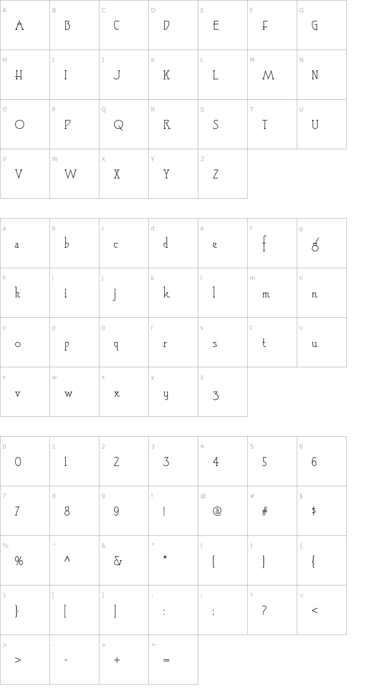 Character Map SophisticatedLadyNF Font