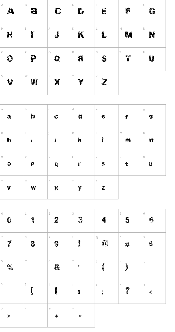 Character Map Soul Mission Font