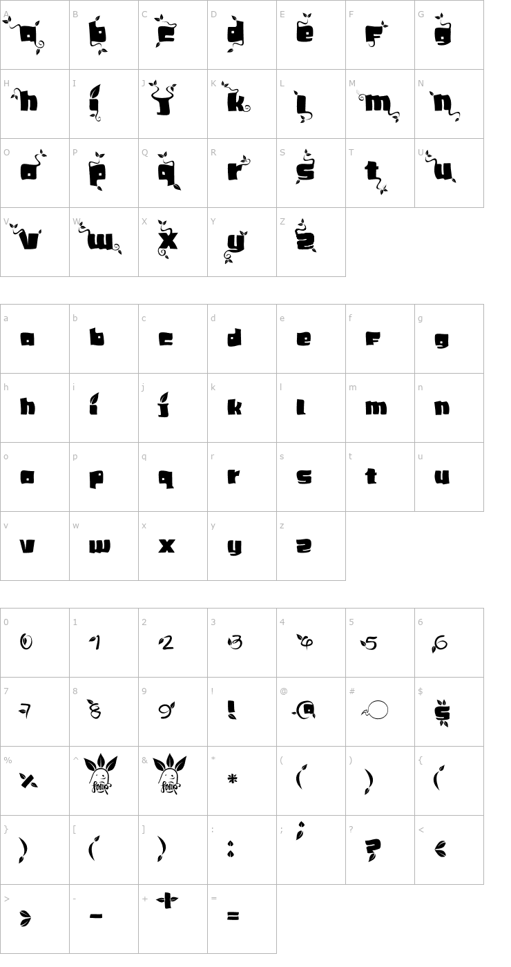 Character Map SoupLeaf Font
