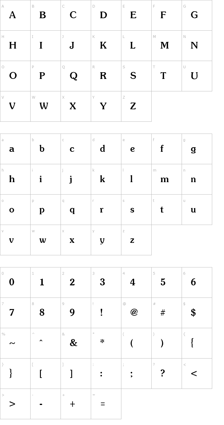 Character Map Soutane Bold Font