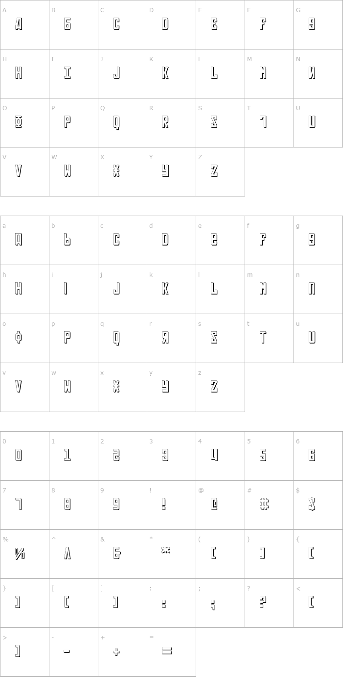 Character Map Soviet 3D Font