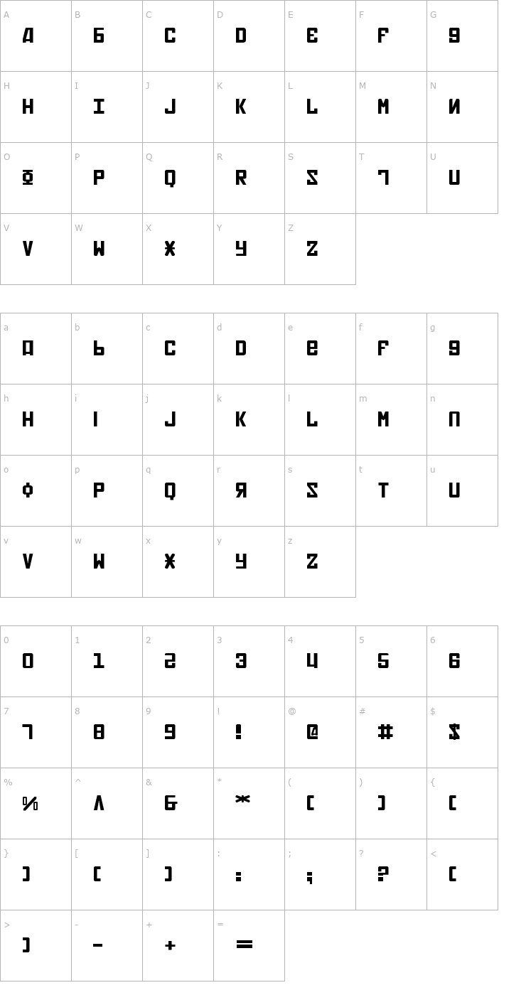 Character Map Soviet Expanded Font