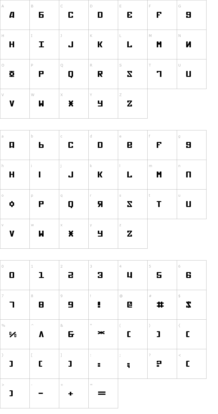 Character Map Soviet Extra-Expanded Font