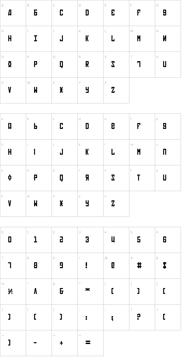Character Map Soviet Font