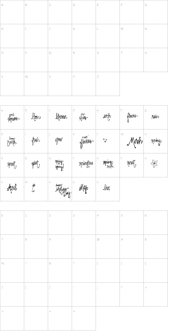 Character Map SP Springtime Font