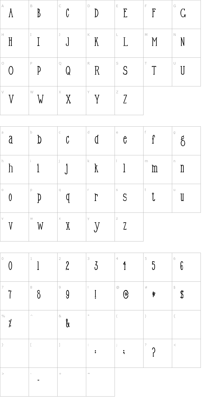Character Map SP TobyType Font
