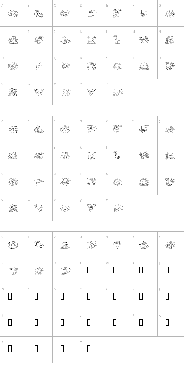 Character Map Space Attack Font