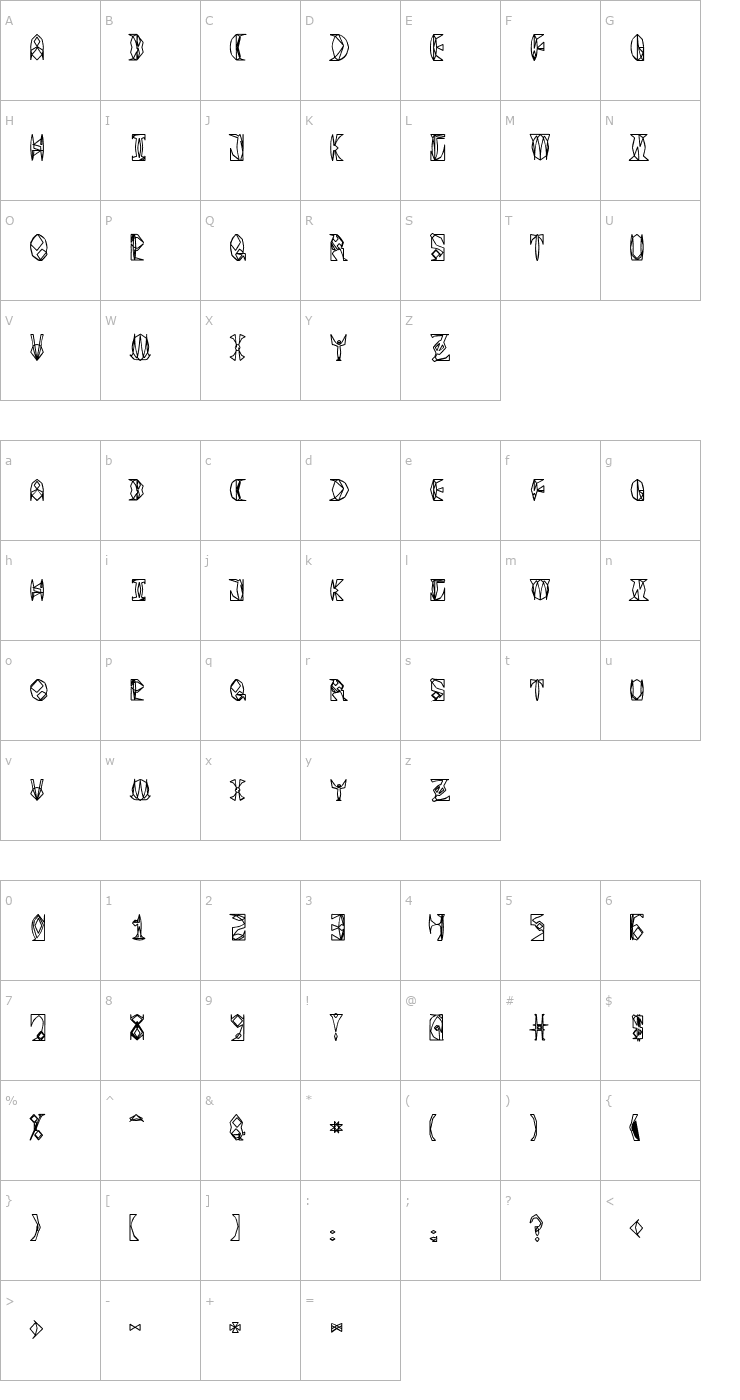 Character Map Space Gimboid Font