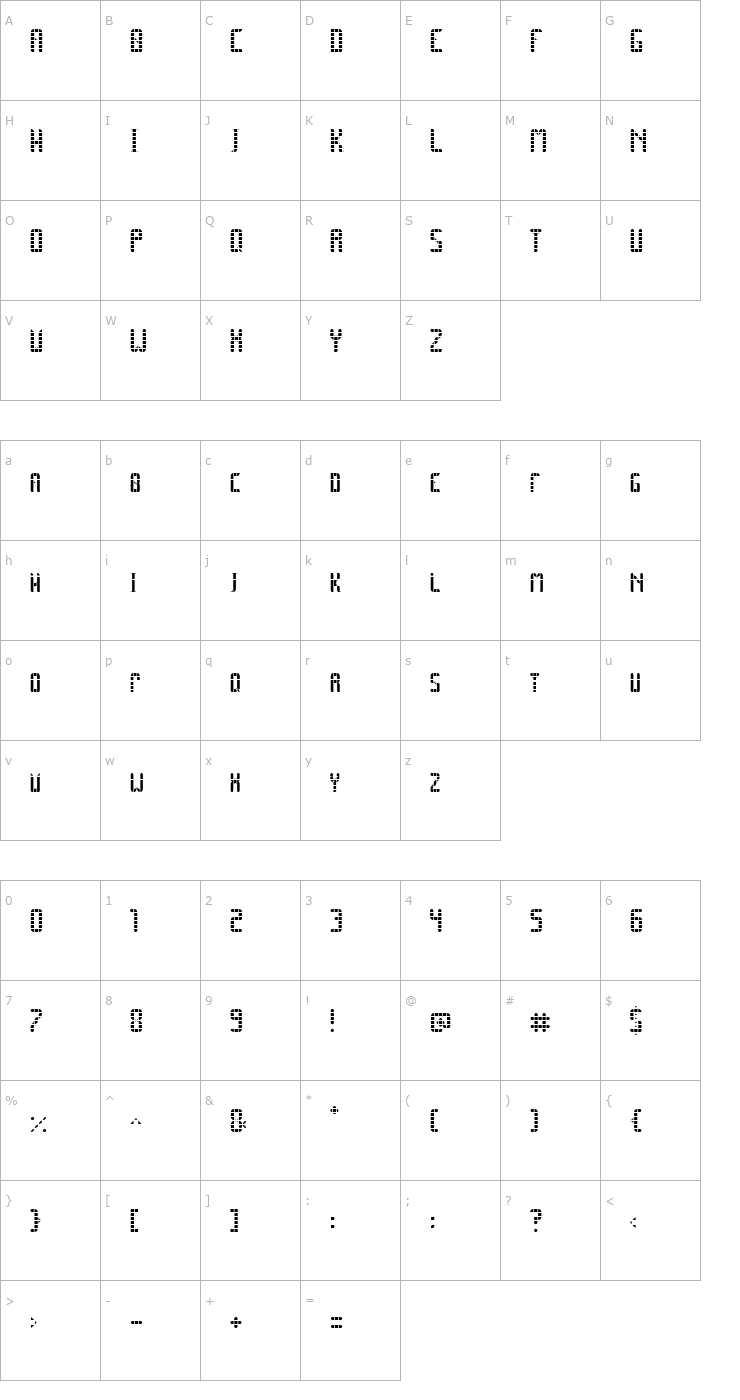 Character Map SPACE PEZ Regular Font