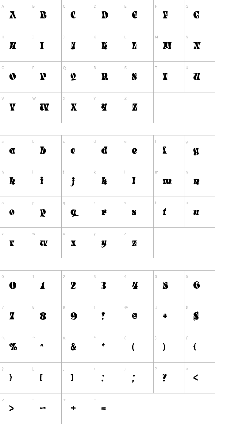 Character Map Spacearella Font