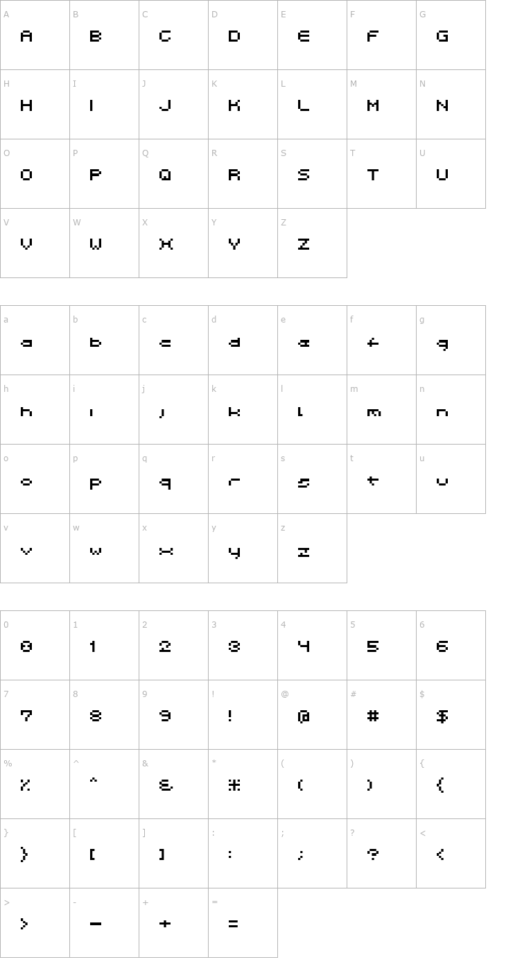 Character Map Spacebit Font
