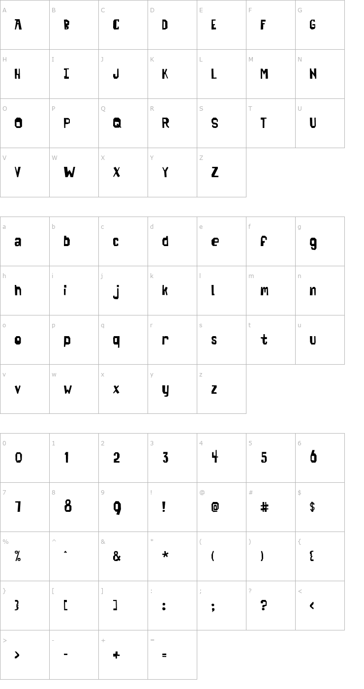 Character Map SpaceCowboy Font