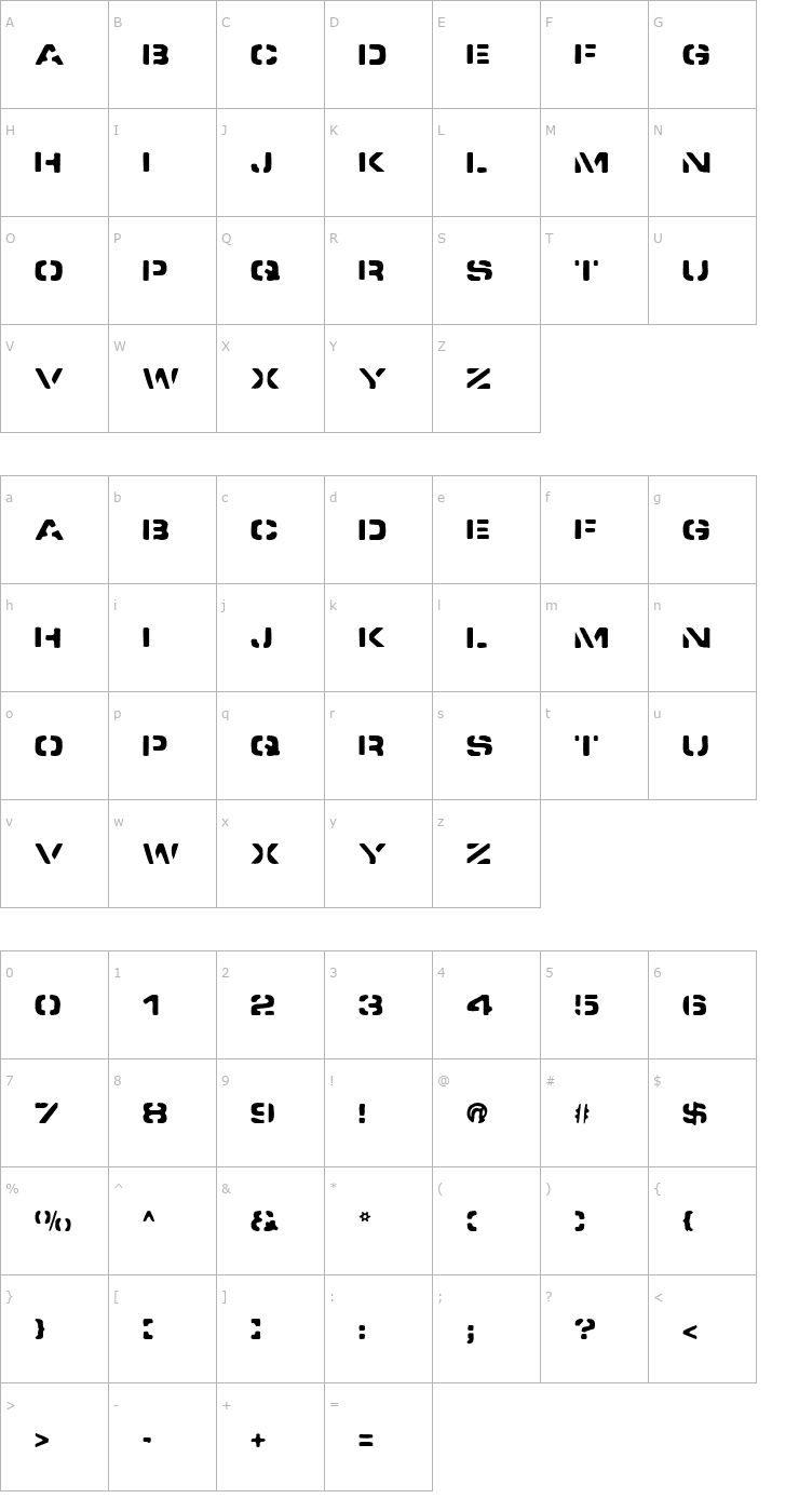 Character Map Spacedock Stencil Font