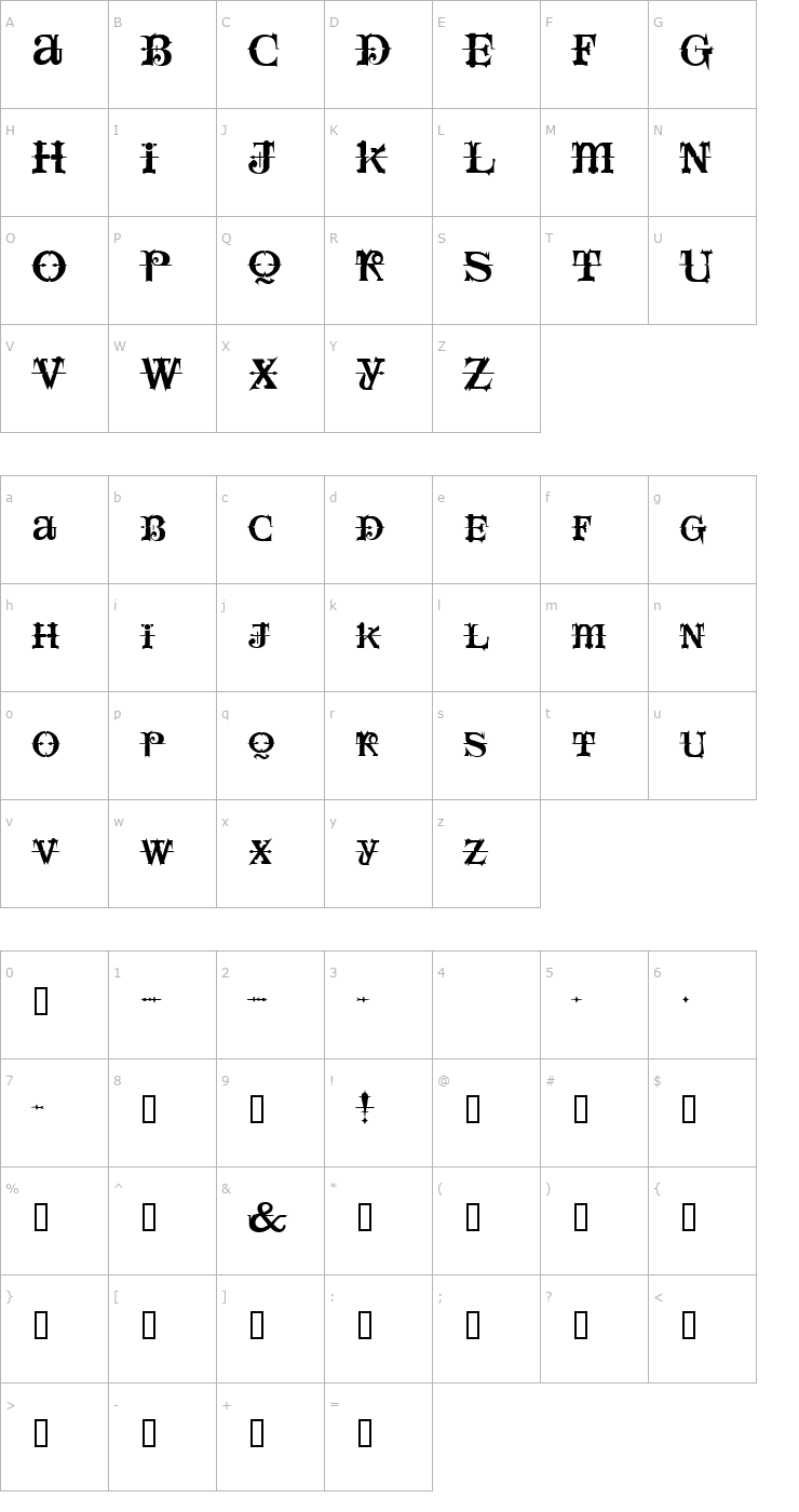 Character Map SpaceIvey Font