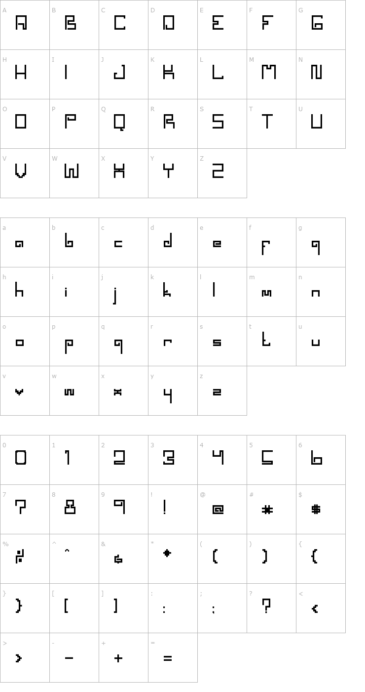 Character Map Spaceworm Font