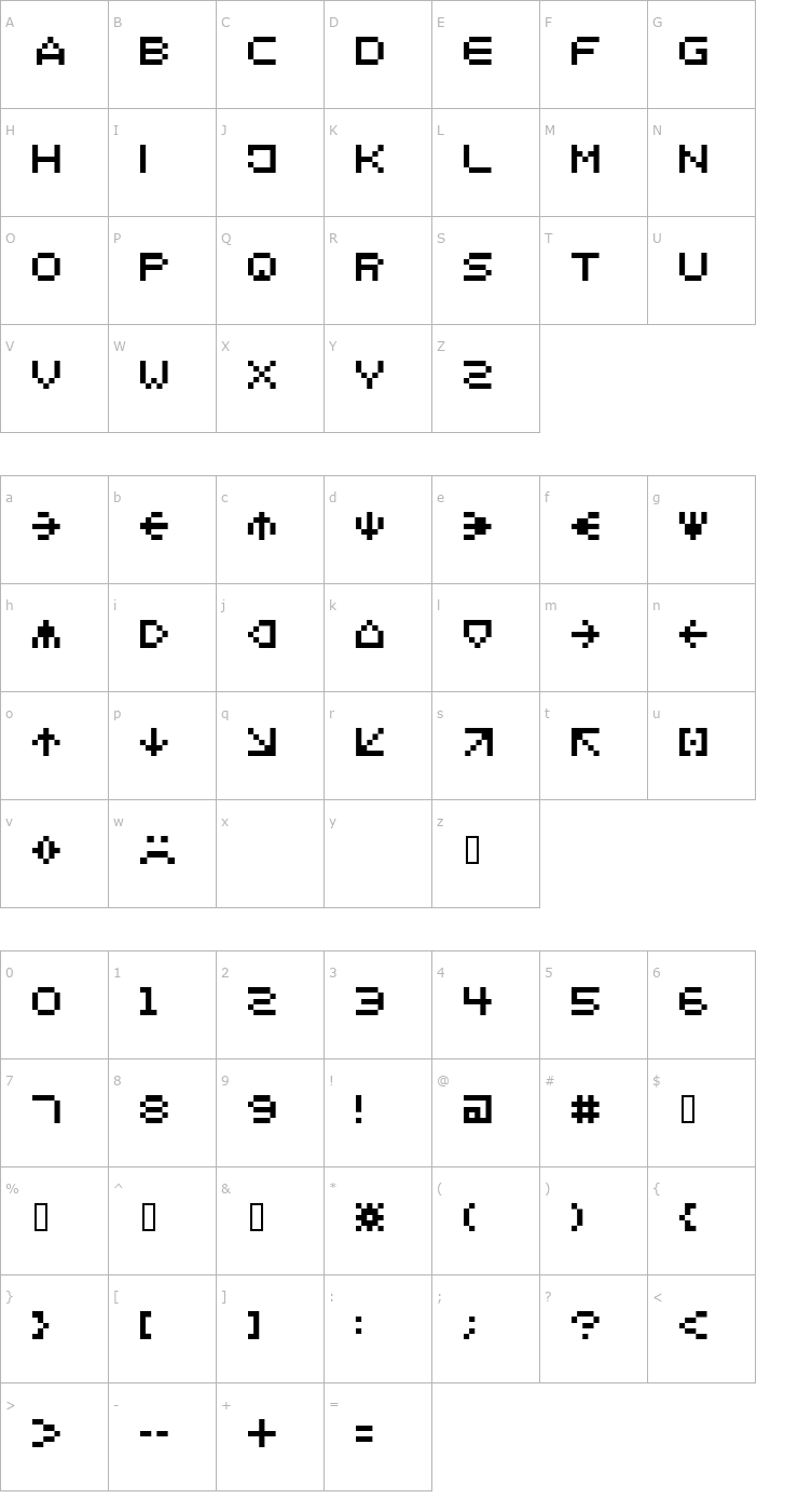 Character Map Spaider Font