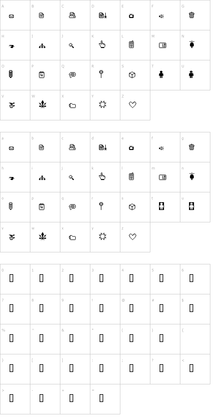 Character Map Spaider Simbol Font