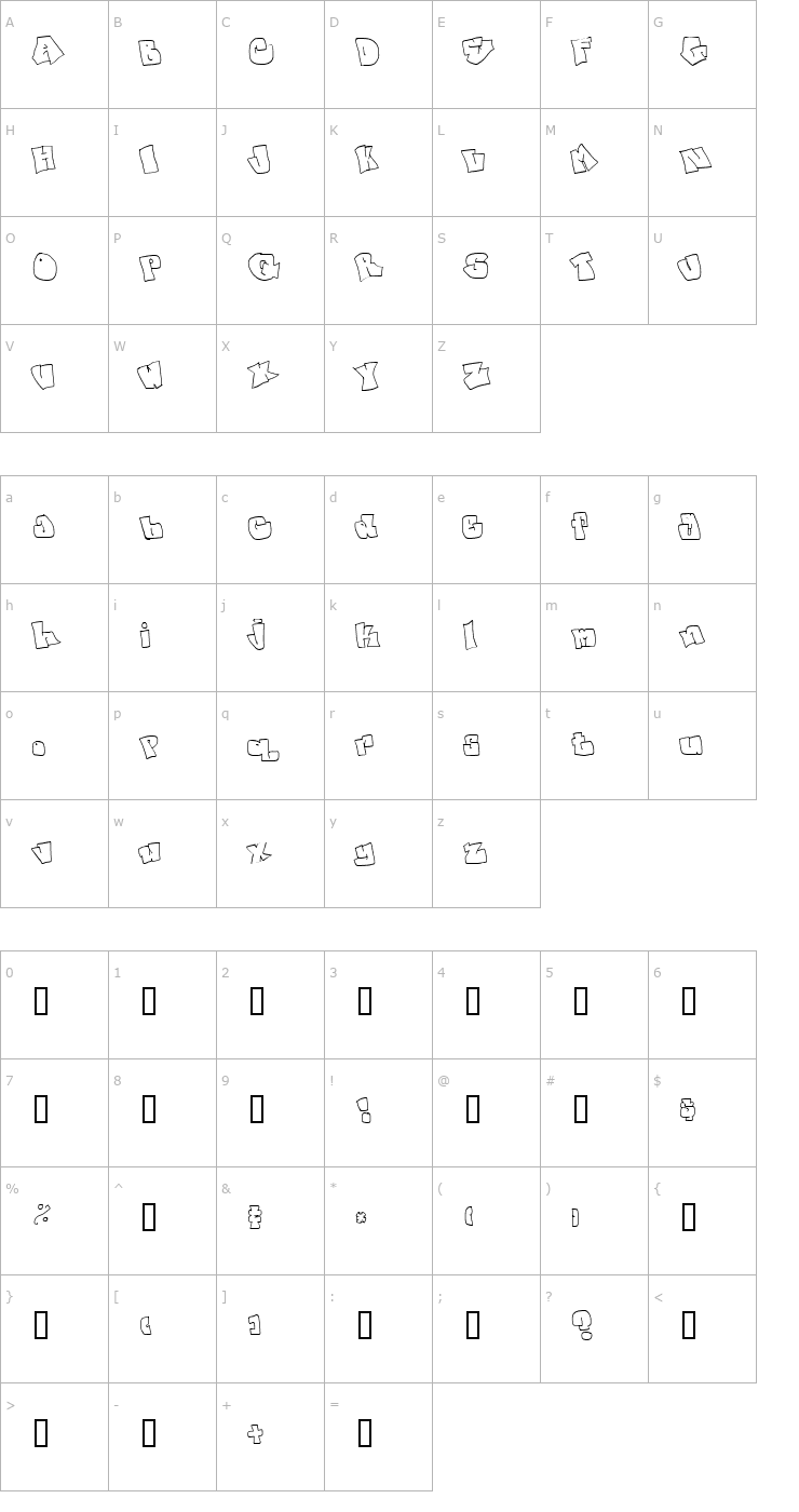 Character Map Spanky Font