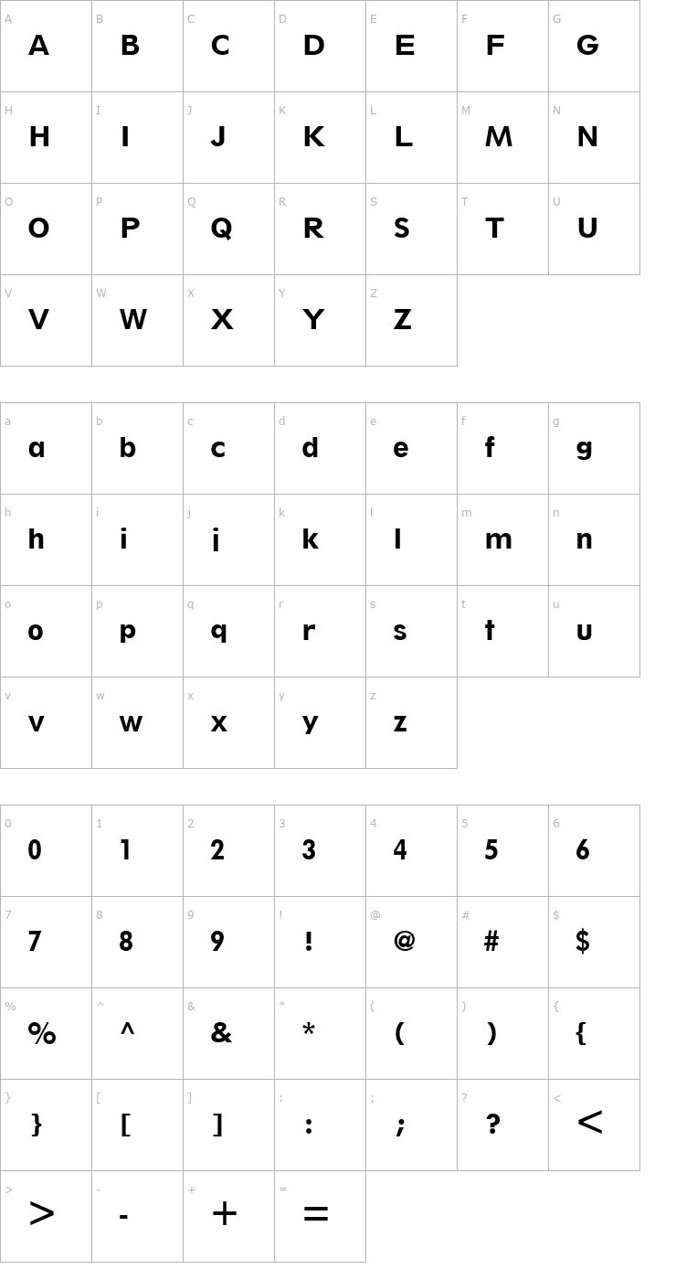 Character Map SpartanClassified-Heavy Font