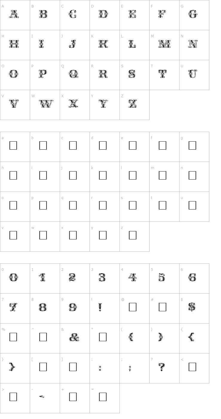 Character Map Spatz Font