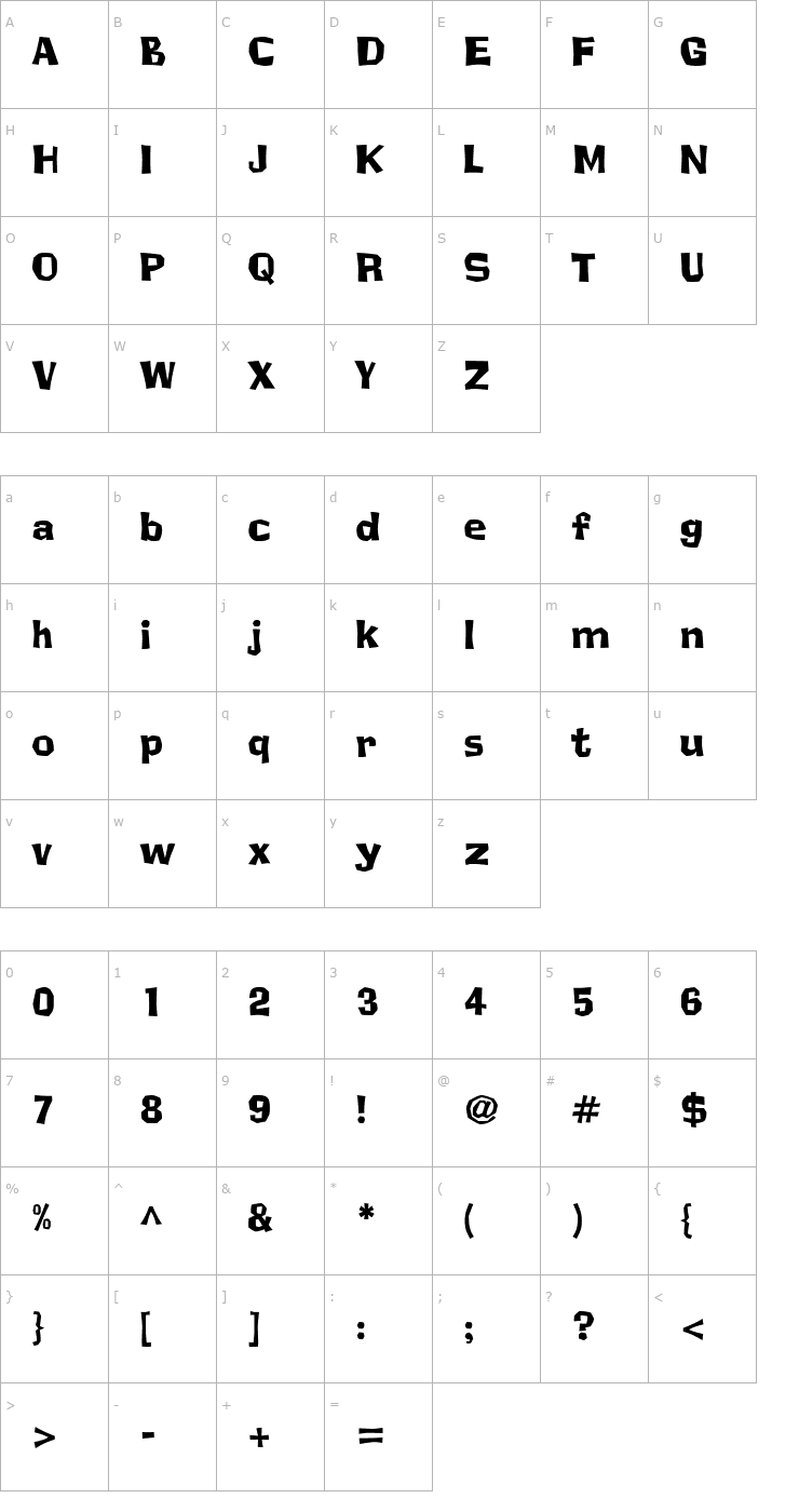 Character Map Spazorific Font