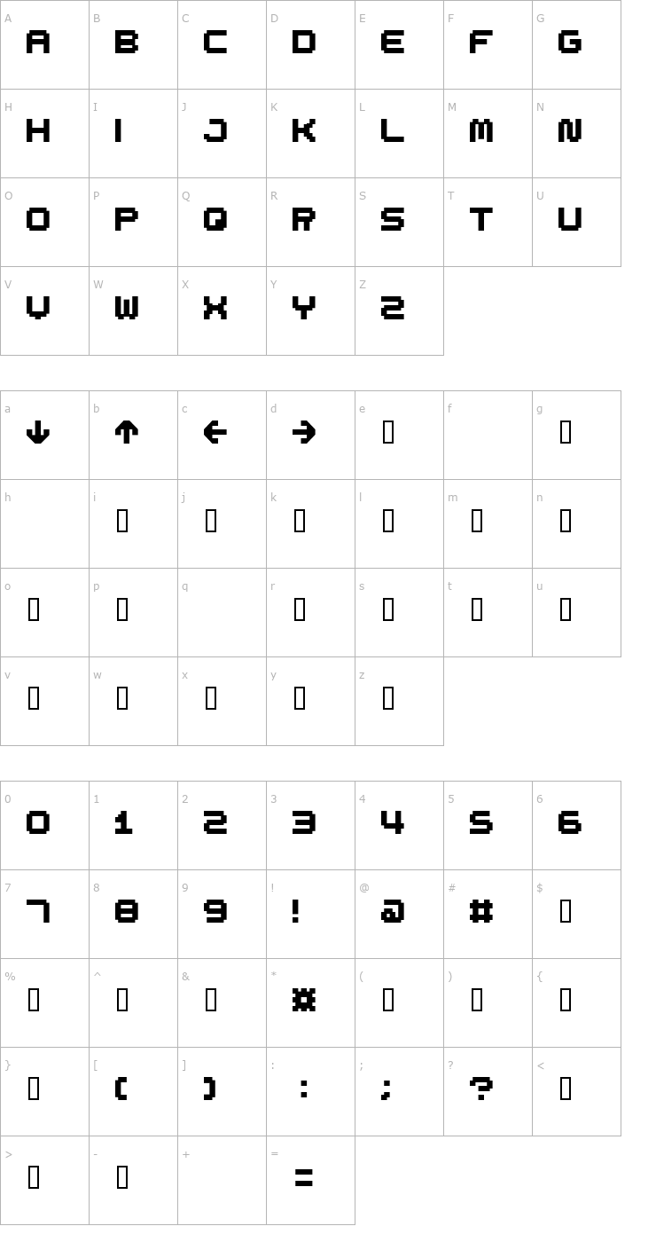 Character Map Spdr02 Font
