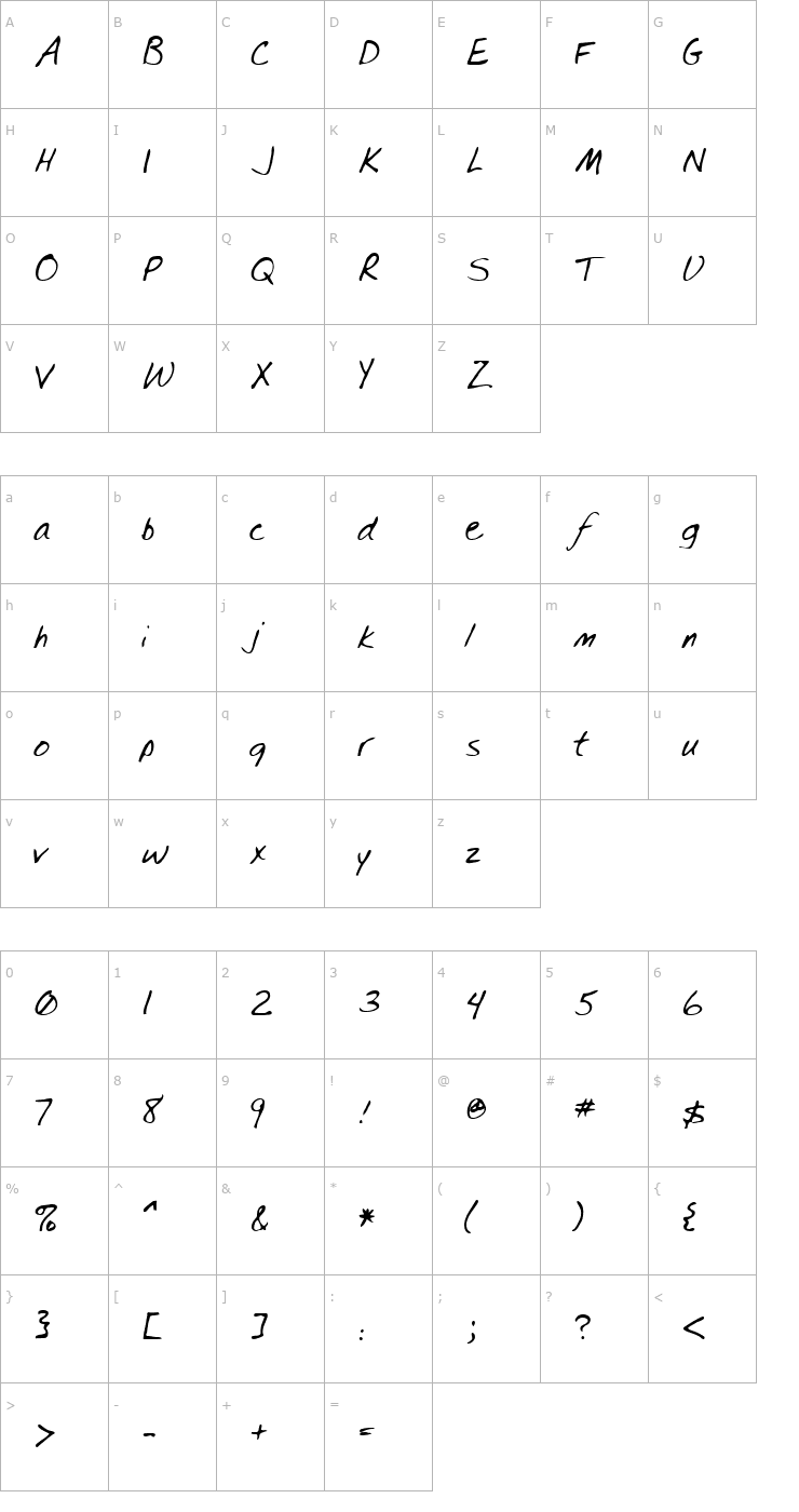 Character Map Spear Regular Font
