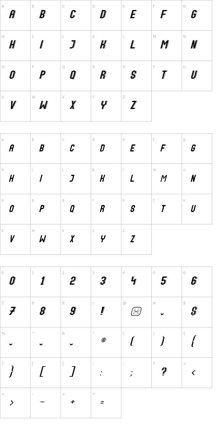 Character Map Speed+ Font