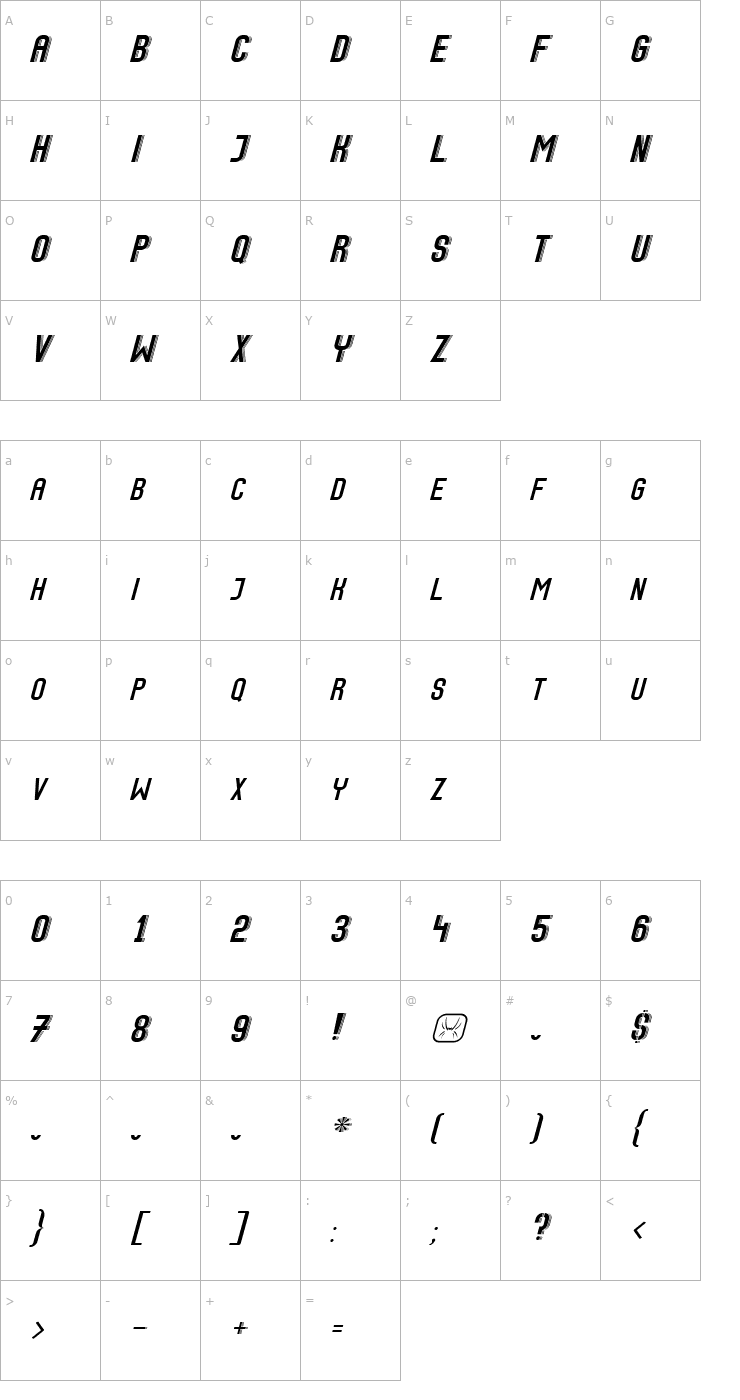 Character Map Speed+2 Font