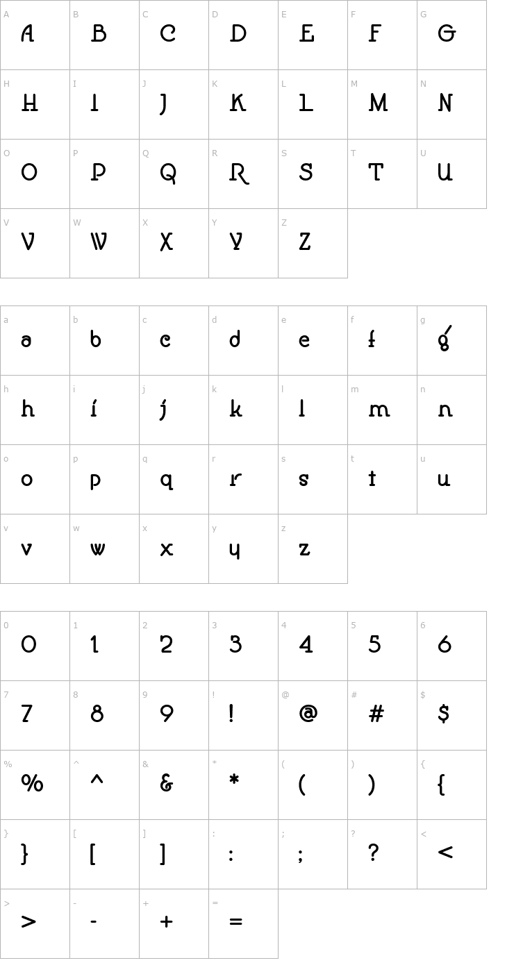 Character Map Speedball No1 NF Font