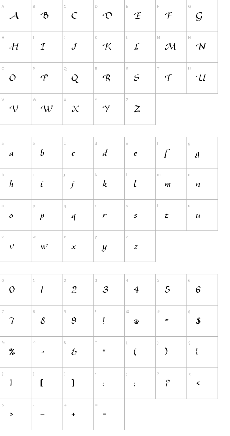 Character Map Speedball Regular Font