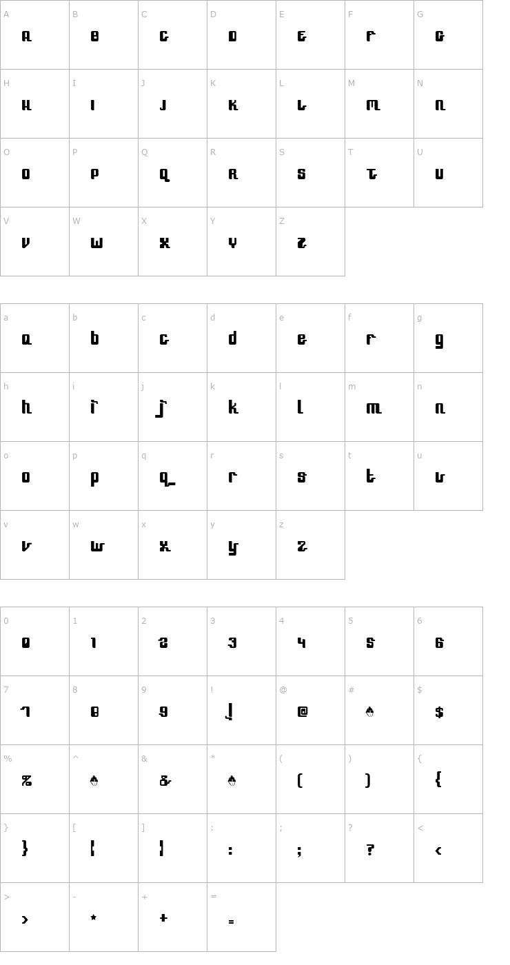 Character Map SpeedFreek Font
