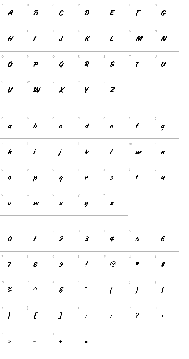 Character Map Speedline Regular Font